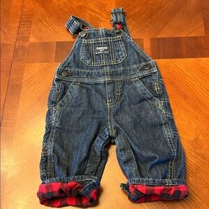 Oshkosh Overalls Plaid Flannel Lined Fall Winter 6 Months